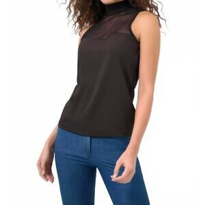 NEW ANATOMIE ellen sleeveless mesh mockneck top in black
